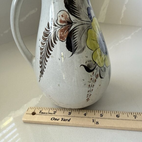 Vintage Tonala Mexican Folk Art Pottery Pitcher Jug Decorative Jalisco Signed - Picture 8 of 10